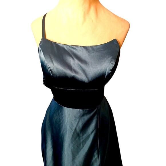 Cicinia Satin Formal Maxi Dress Prom XS Teal Elegant Spaghetti Strap NEED REPAIR - Picture 6 of 16
